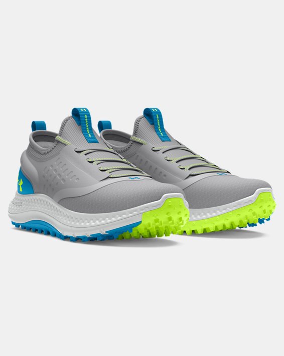 Unisex Grade School UA Charged Phantom Spikeless Golf Shoes in Gray image number 3